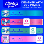 Radiant Feminine Pads for Women by Always – Heavy (Size 2), Foam, White, Model 4332404264