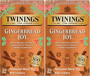 Twinings Gingerbread Joy Holiday Tea, Black Tea Naturally Flavored with Cinnamon and Ginger, Tea Bags Individually Wrapped, 20 Count Ea (Pack of 2)