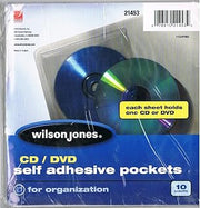 Wilson Jones Specialty CD/DVD Self Adhesive Pocket, 10 Clear Pockets - W21453