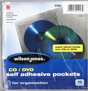 Wilson Jones Specialty CD/DVD Self Adhesive Pocket, 10 Clear Pockets - W21453