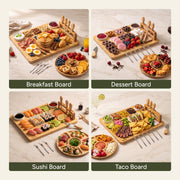 Smirly Bamboo Charcuterie Set, Large Serving Board with Knives and Bowls