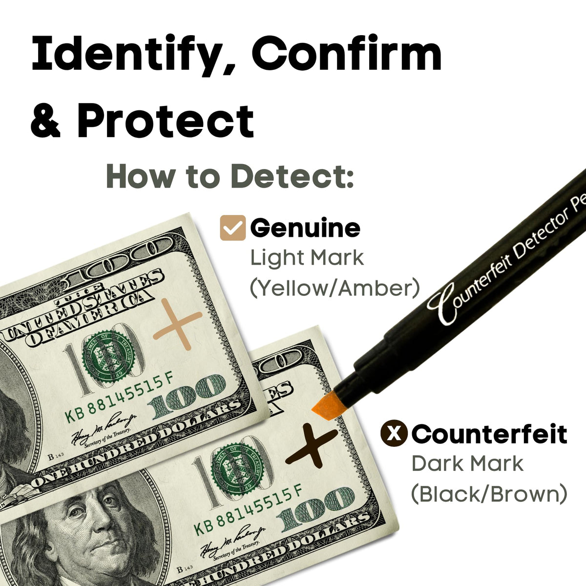 Counterfeit Money Detector Pen by Dri Mark – Pack of 15, Model CFDChisel6PK