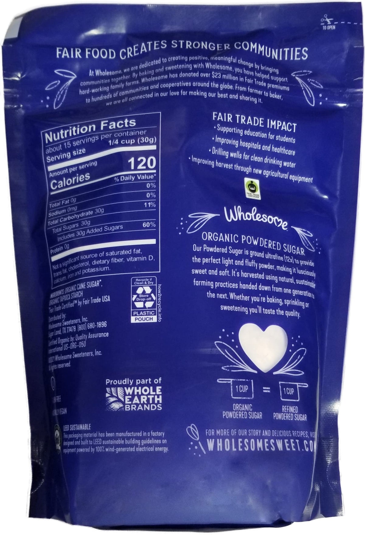 Sweeteners 16-Ounce Organic Powdered Confectioners Sugar by Wholesome – 16 Ounce (Pack of 6), White, Pack of 6, Model 00079466