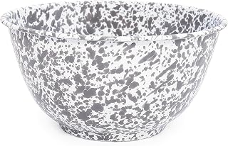 Crow Canyon Home Enamelware Salad Bowl, 5 quart, Grey/White Splatter