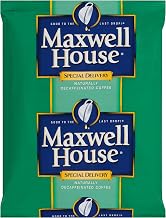 Maxwell House Decaf Coffee, Special Delivery, 1.3 oz. Filter Packets | Decaf Coffee, 99.7% Caffeine-Free, a Well-Balanced Medium Roast, Single-Serve Filter Packets, Blended with Premium Beans