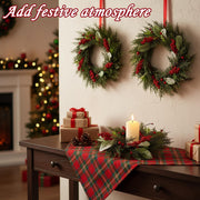Suncalla Christmas Candle Ring Set, Pine Berry Design, 4 Pack