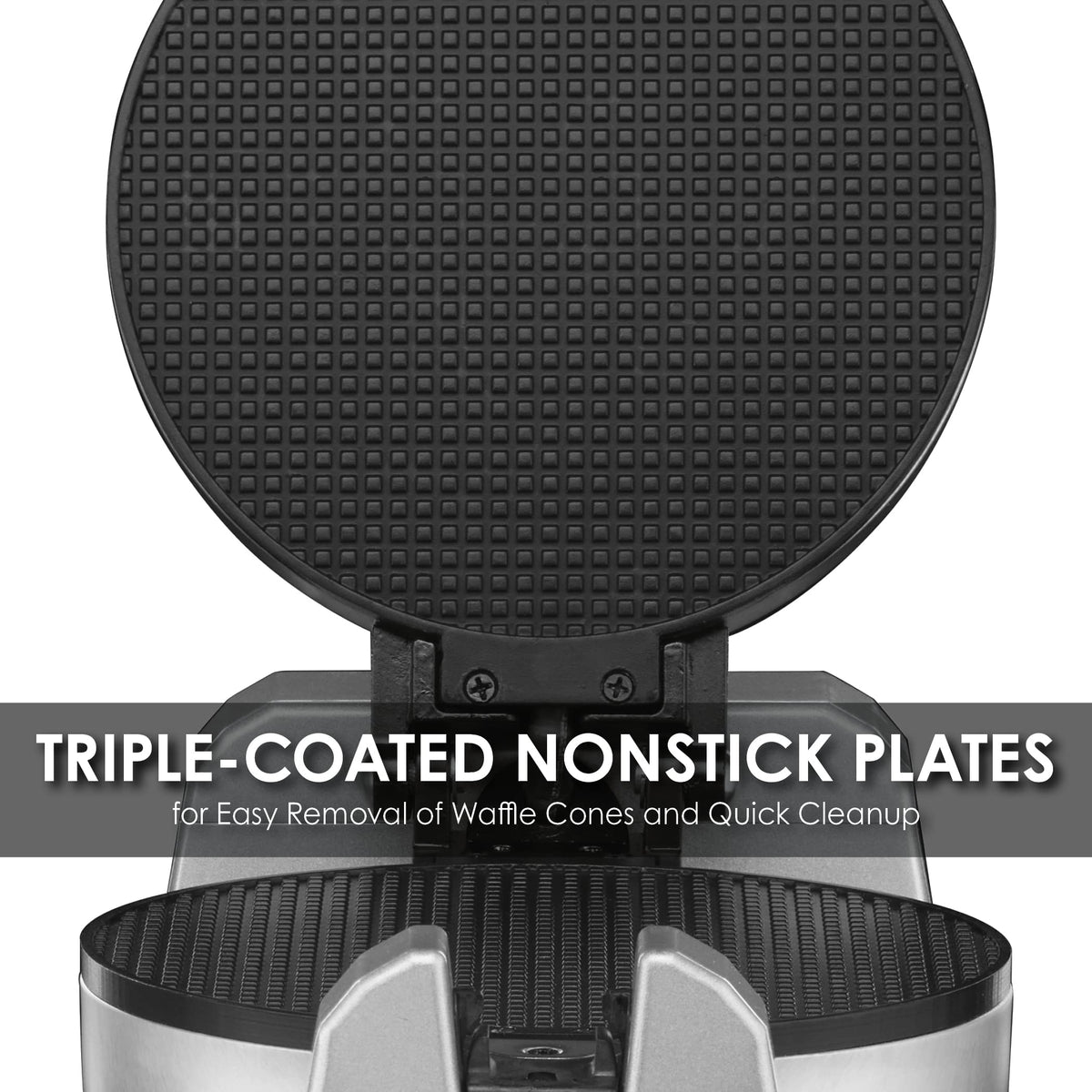 Single Waffle Cone Maker with Rotary Feature by Waring – Stainless Steel, Silver, Pack of 3, Model WWCM180