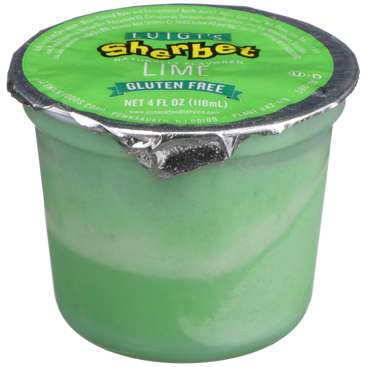 Luigis Lime Sherbet Cup by J and J Snack Foods – 4 Ounce, Pack of 96