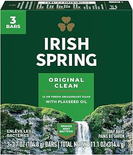 Irish Spring Deodorant Bar Soap, Original, 3.75 oz bars, 3 ea (Pack of 12)