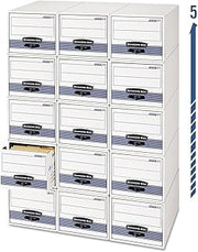 Bankers Box 6 Pack STOR Extra Space Saving Filing Cabinet, Stacks 5 High, Letter, White/Blue