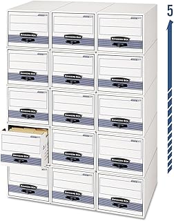 Bankers Box 6 Pack STOR Extra Space Saving Filing Cabinet, Stacks 5 High, Letter, White/Blue