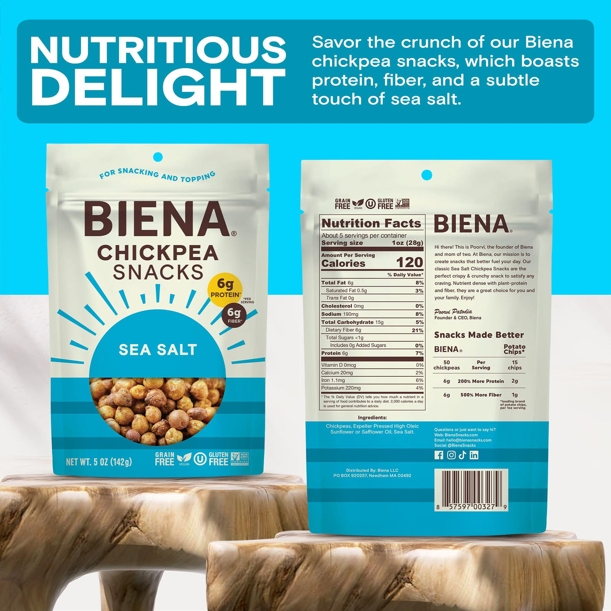 BIENA Sea Salt / 5 Ounce (Pack of 4) / brown Vegetable