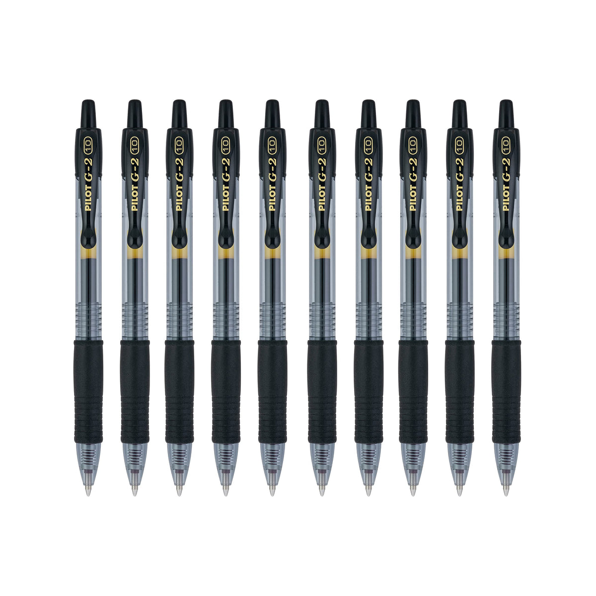 G2 Retractable Gel Ink Roller Ball Pens by PILOT – 1 Count (Pack of 10), Rubber, Black, Pack of 10, Model 31237