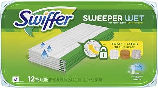 Swiffer Sweeper Wet Mopping Pad Multi Surface Refills for floor mop, Open Window Fresh scent, 12 Count (Packaging May Vary)