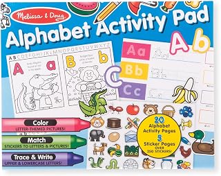 Melissa & Doug Alphabet Activity Sticker Pad for Coloring, Letters (250+ Stickers) - FSC Certified