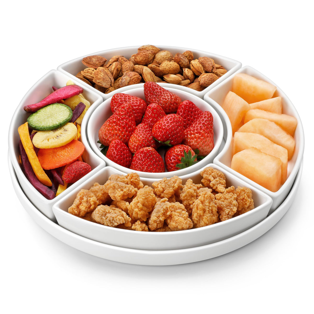 Malacasa Porcelain Divided Serving Platter, 6 Sections, White