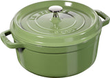 Staub "Cocotte Round Lime Green 24cm" Large Double Handed Enameled Pot IH Compatible [Official Product in Japan] La Cocotte Round Lime Green – 3.8 liters, ライムグリーン, Model 40511-759