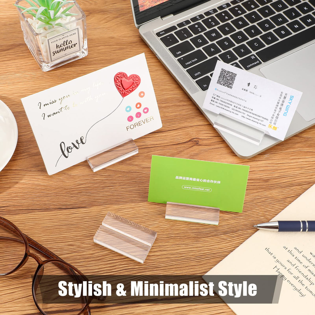 Blulu Acrylic Place Card Holders, 2 Inch Clear Stands with 3mm Slot, Set of 60