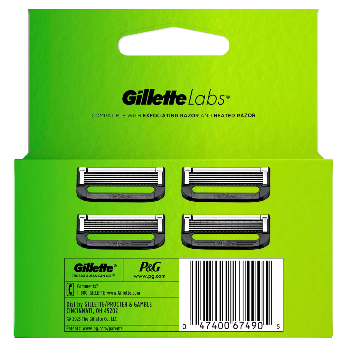 Labs Razor Blade Shaving Refills for Men by Gillette – 1 Count (Pack of 4), Silver, Pack of 4
