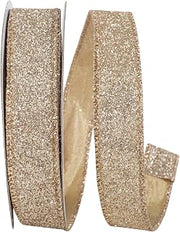 Reliant Ribbon Ribbon - Glitter Metallic Display Value Wired Edge, Gold/Silver, 7/8 Inch, 10 Yards