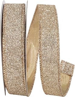 Reliant Ribbon Ribbon - Glitter Metallic Display Value Wired Edge, Gold/Silver, 7/8 Inch, 10 Yards