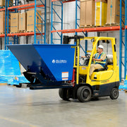 Steel Self-Dumping Forklift Hopper with Bump Release by Global Industrial – 61.62"L x 41.31"W x 42.69"H, 1.0 cubic_yards, Alloy Steel, Blue & Black, Model 989024