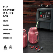 Waring Electronic Touchpad w/3 Minute Timer / Stainless Steel Jar CB15TSF / 1 Gallon Countertop Blenders