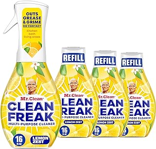 Mr. Clean Clean Freak Multi Surface Cleaning Spray, Deep Cleaning Mist Starter Kit and Refill Bundle, Lemon Zest Scent, 64 fl oz
