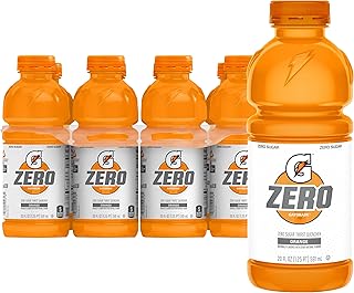 Gatorade Thirst Quencher Zero Sugar Sports Drink, Orange, 20oz Bottles, 8 Pack, Electrolytes for Rehydration