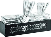 Rosseto SM314 Mosaic 3 Glass Jars Black Matte Holder, 1 Ea
