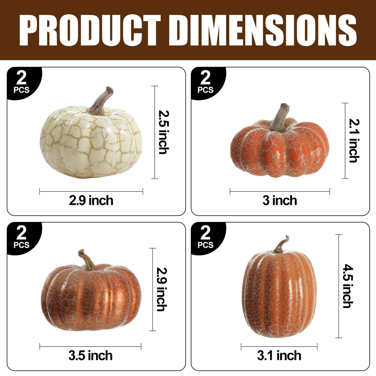 Artgar Foam Pumpkin Set, 8 Pack Cracked Design, Assorted Sizes