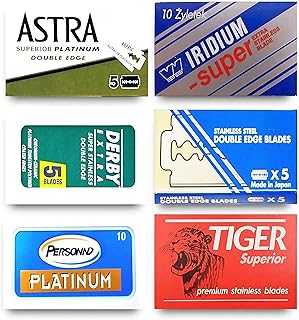 Astra-KAI-Persọnna-Wizamet-Tiger Double Edge Razor Blades Sampler (40 blades, 6 different brands)