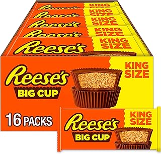 Reese's Big Cup Milk Chocolate King Size Peanut Butter Cups, Candy Packs, 2.8 oz (16 Count)