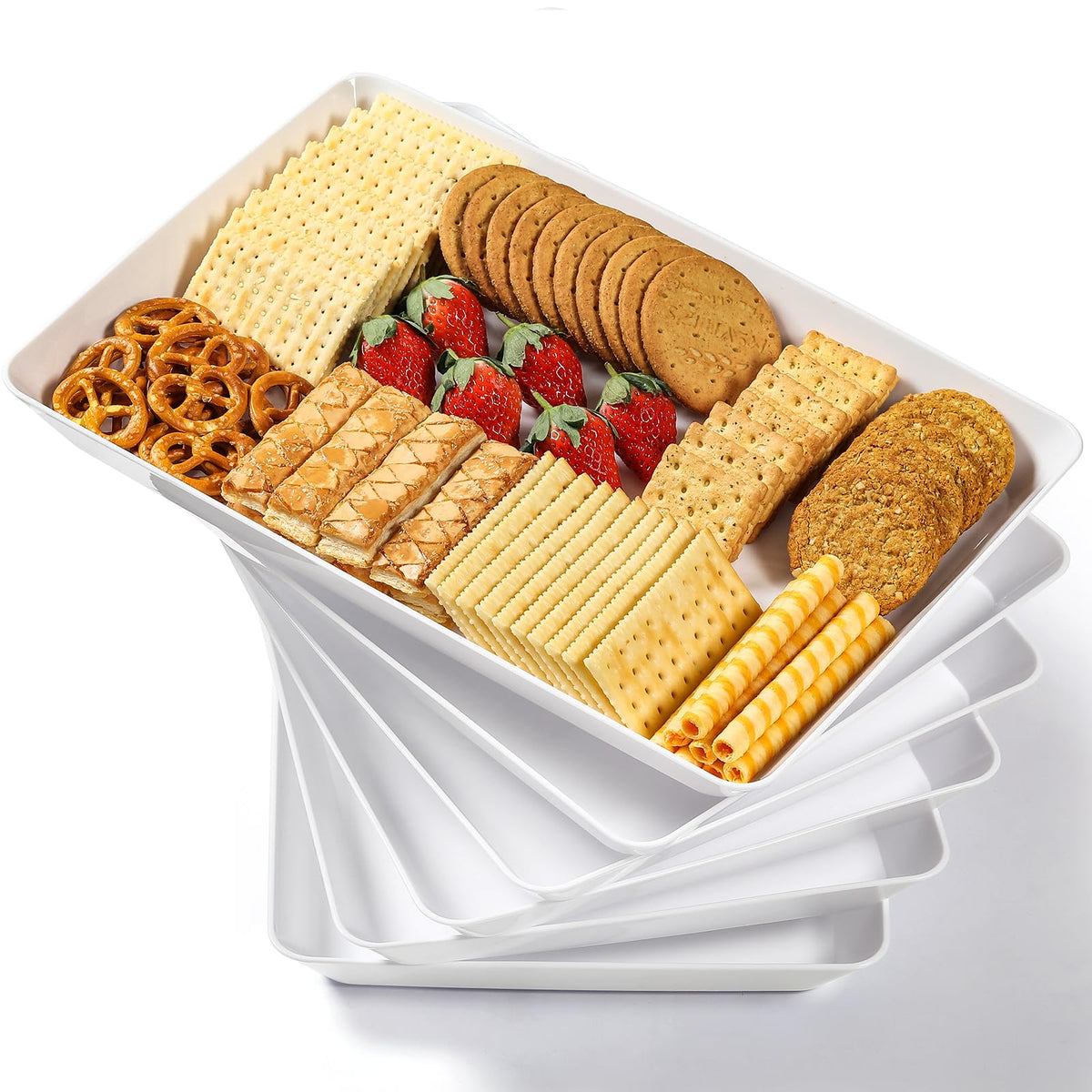 VITEVER Serving Trays, 6 Pack 16 x 11 Inch, White