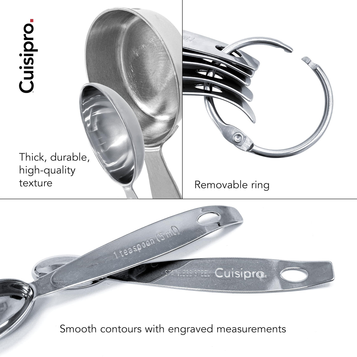 Measuring Cup & Spoon Set SS by Cuisipro – Medium, 0.24 liters_per_day, Stainless Steel, Model 747143
