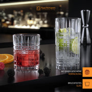 Highland 12 Piece Drinkware Set by Nachtmann – 15 fluid_ounces, Glass, Clear, Pack of 6, Model 101754