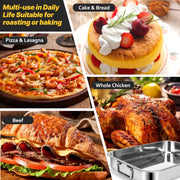 EsOfficce Stainless Steel Roasting Pan Set, 12.7 x 15.5 Inch, Silver with Racks