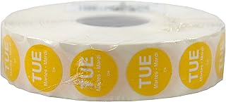 DayMark Safety Systems DuraMark IT110059 Day of The Week Trilingual Permanent Label, Tuesday, 3/4" Circle, Yellow (Roll of 2000)