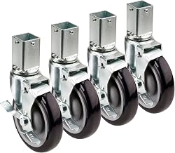 Krowne 28-174S Krowne 1-1/4" Square Post Shelving Caster, Locking Wheels, 5" Diameter, 220 lbs per Caster Load Capacity, Grease Resistant, Raises Height of Equipment 6"