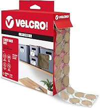 VELCRO Brand Dots with Adhesive, Beige, Medium 3/4 in Circles, 200 Pk | Sticky Back Round Hook and Loop Strips for Organizing, Arts and Crafts, School Projects, Office Applications