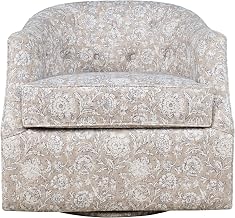Jofran Lottie Modern Cottage Floral Print Upholstered Accent Swivel Chair,Sand