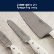 Forged Accent Razor-Sharp 3-pc Kitchen Knife Set by HENCKELS – 8", Stainless Steel, White, Model 1021238