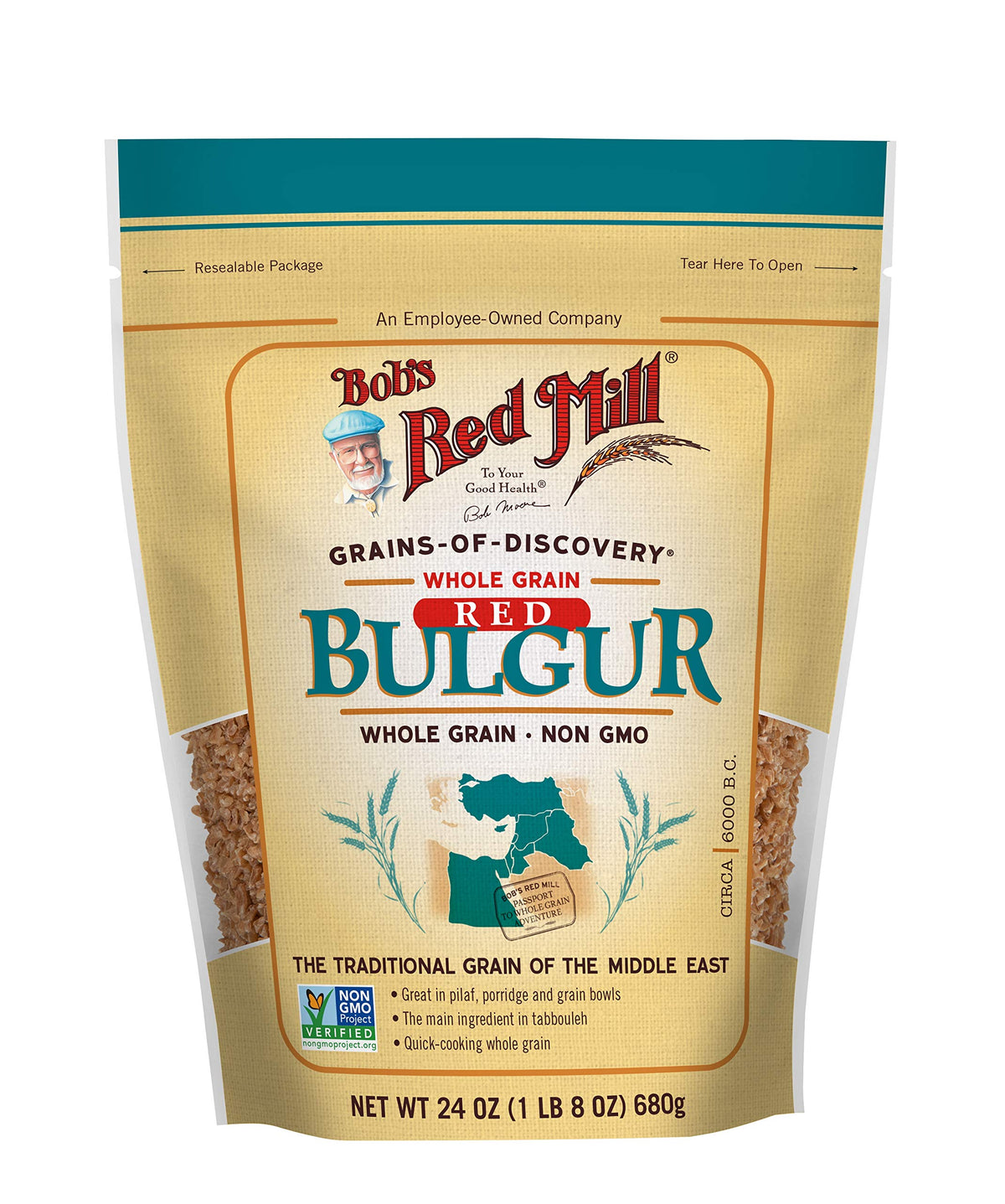 Red Bulgur/Red Wheat by Bob's Red Mill – 24 Ounce (Pack of 4), Pack of 4, Model P101040
