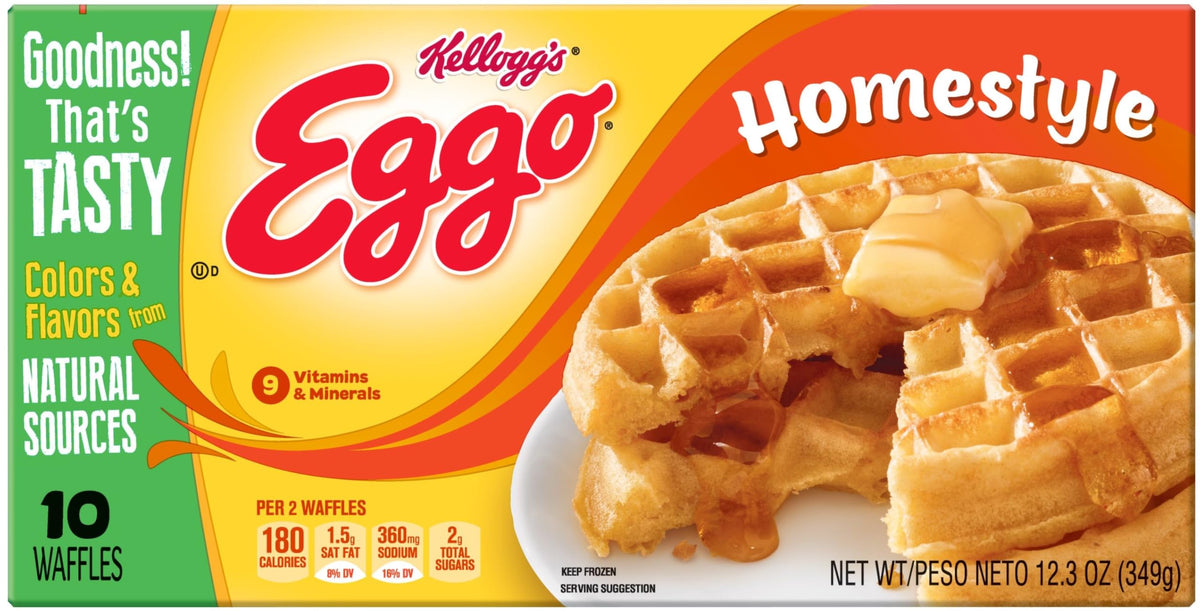 Kelloggs Eggo Homestyle Waffles by Kellogg's Special K – 12.3 Ounce (Pack of 8), brown, Pack of 8