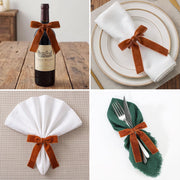 NatNarr Velvet Bow Napkin Rings, Set of 12, Brown