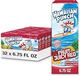 HAWAIIAN PUNCH Fruit Juicy Red Juice Drink, 6.75 fl oz boxes, 32 Count (4 Packs of 8), Ready-to-drink, On-the-go, Caffeine-free, Carbonation-free, Gluten-free, Excellent Source of Vitamin C