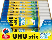 UHU Stic Magic Blue Colored Glue Stick, 12-Pack Bulk Set: 40g Sticks – Applies Blue & Dries Clear, Washable – All Purpose School & Craft Adhesive for Kids, Scrapbooking, Office & Home Use
