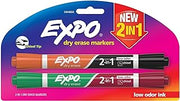 EXPO Dry Erase 2-in-1 Markers, Chisel Tip, Assorted, 2-Count