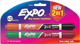 EXPO Dry Erase 2-in-1 Markers, Chisel Tip, Assorted, 2-Count