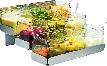Rosseto SM323 Condiments Station 9 Glass Jars & Tiered Holder